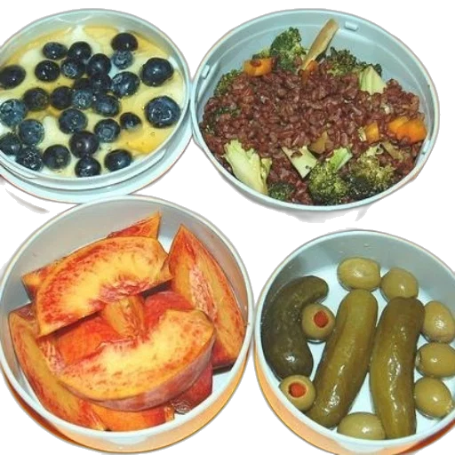 food, variety, bowls, filled transparent PNG cut-out