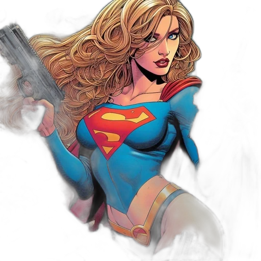 comic book art, concept art, supergirl, stands transparent PNG cut-out