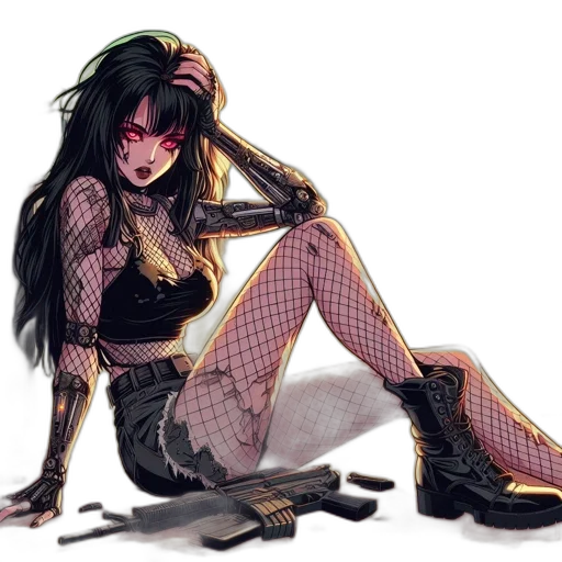 cyberpunk, concept art, comic book art, watercolor transparent PNG cut-out