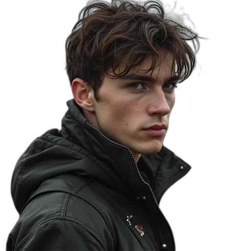 jacket, face, hair, staff transparent PNG cut-out