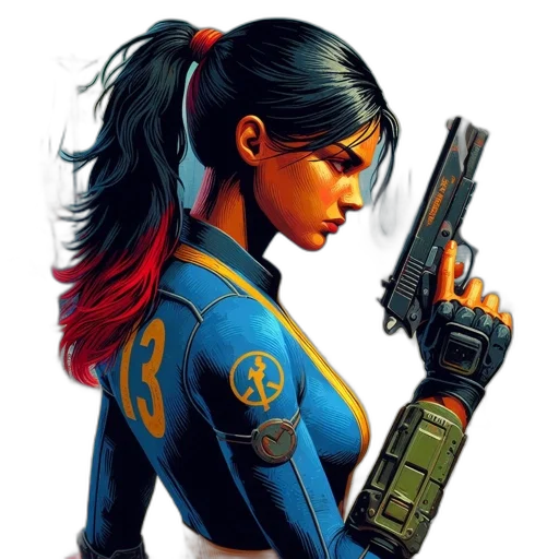 weapon, comic book art, concept art, cyberpunk transparent PNG cut-out