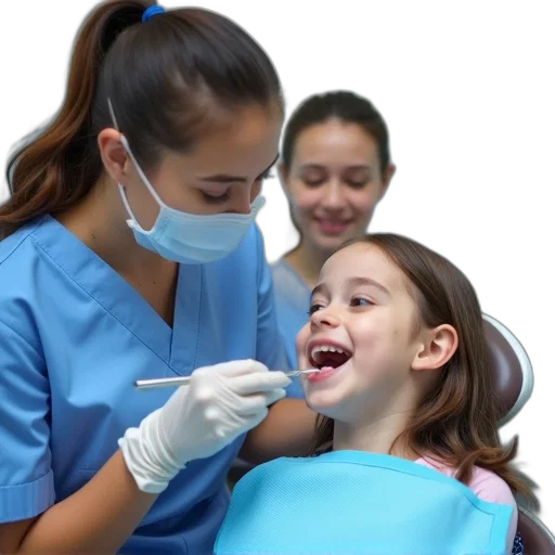 dentist, examining, young, girl transparent PNG cut-out