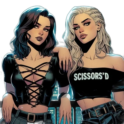 comic book art, concept art, cyberpunk, cartoon transparent PNG cut-out