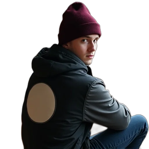 jacket, hat, face, robot transparent PNG cut-out