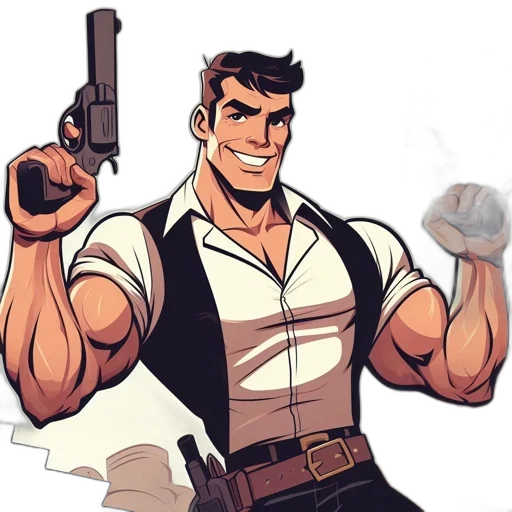 weapon, staff, jacket, comic book art transparent PNG cut-out