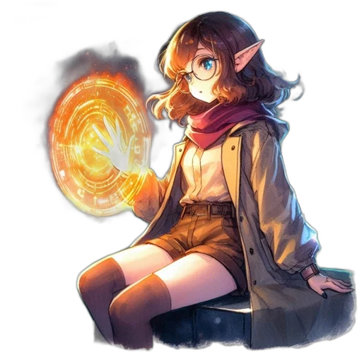 staff, jacket, weapon, fantasy art transparent PNG cut-out