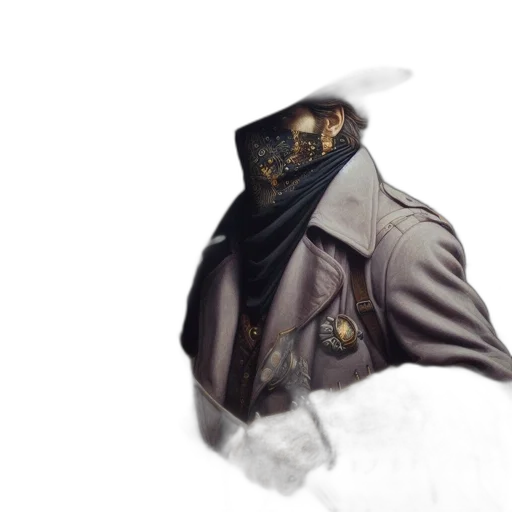 jacket, hat, mask, staff transparent PNG cut-out