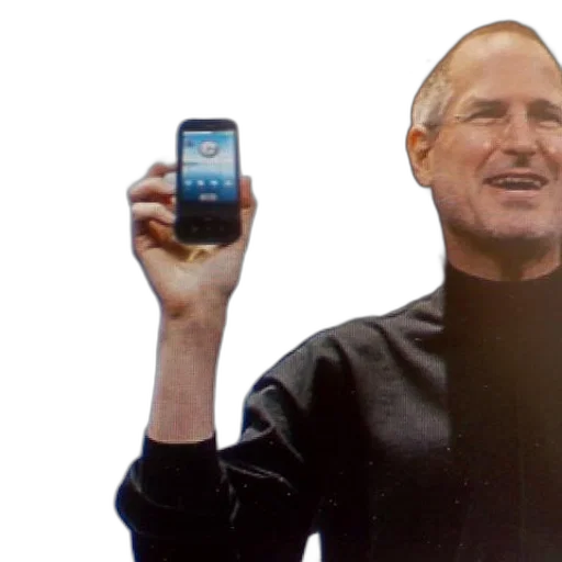 steve, jobs, holding, iphone transparent PNG cut-out