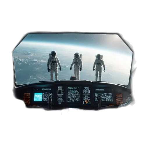 concept art, 3d render, outer space, spaceship transparent PNG cut-out