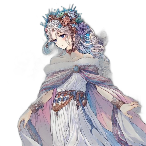 dress, crown, staff, concept art transparent PNG cut-out