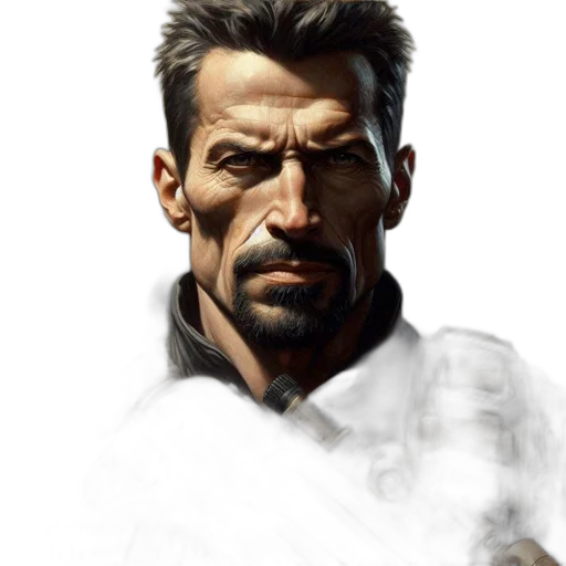 face, weapon, concept art, photorealistic transparent PNG cut-out