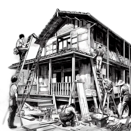 building, concept art, comic book art, photorealistic transparent PNG cut-out
