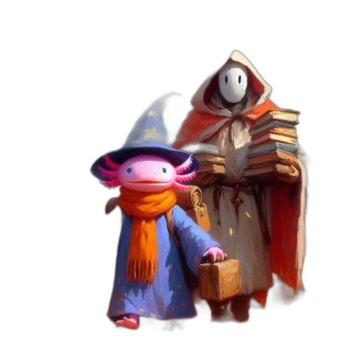 staff, robot, creature, hat transparent PNG cut-out