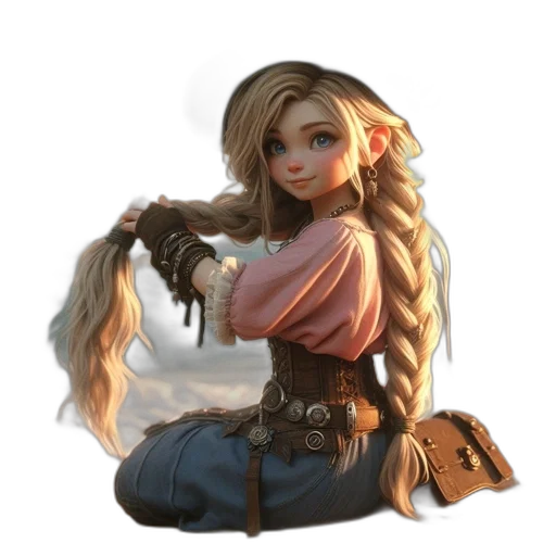 hair, staff, dragon, sword transparent PNG cut-out