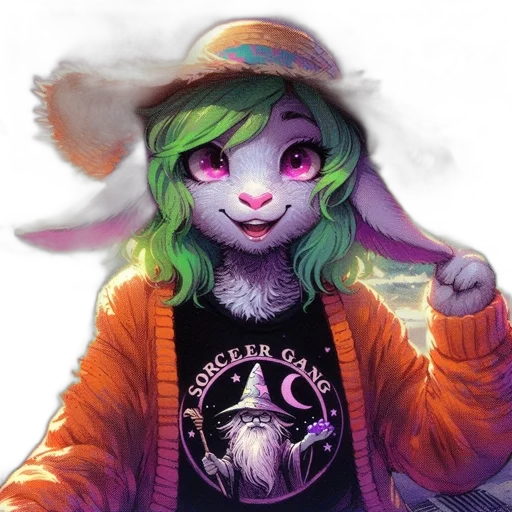 jacket, hat, staff, face transparent PNG cut-out