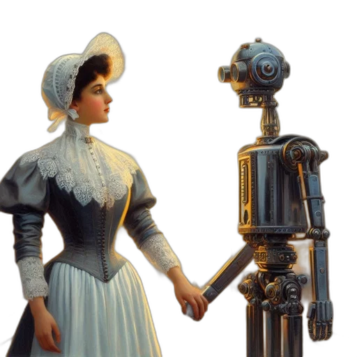 robot, staff, dress, weapon transparent PNG cut-out