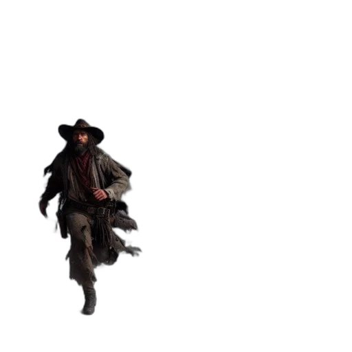 hat, jacket, staff, creature transparent PNG cut-out