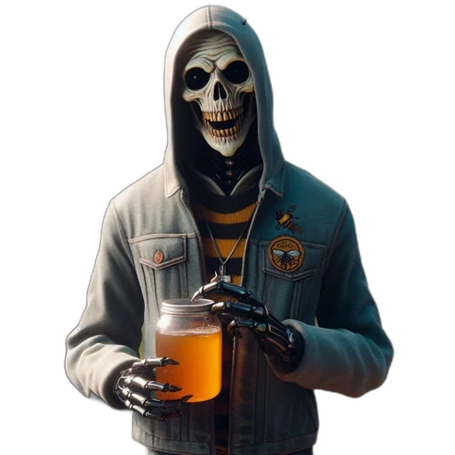 jacket, mask, face, bottle transparent PNG cut-out