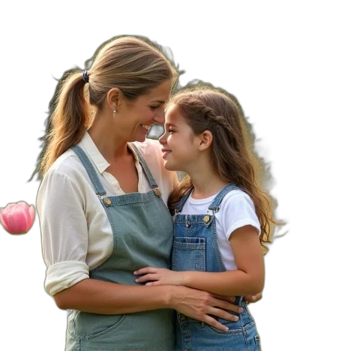 photorealistic, oil painting, happy, mother transparent PNG cut-out