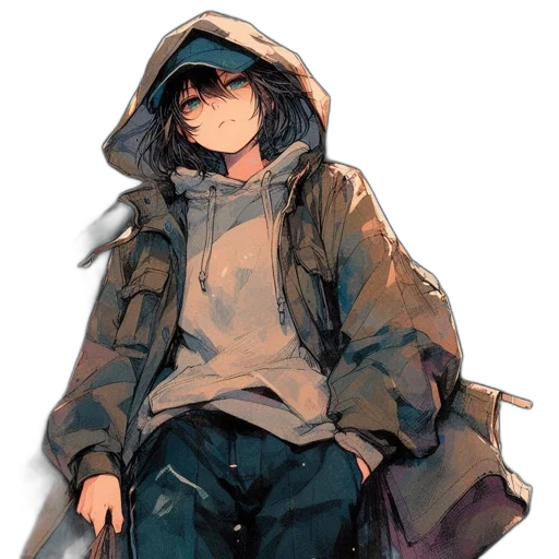 jacket, umbrella, face, weapon transparent PNG cut-out
