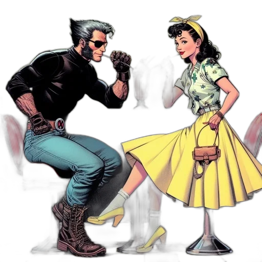 comic book art, concept art, cartoon, two transparent PNG cut-out