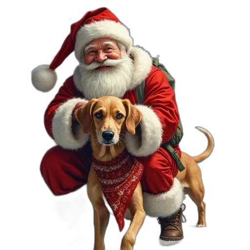 animal, photorealistic, christmas, santa transparent PNG cut-out