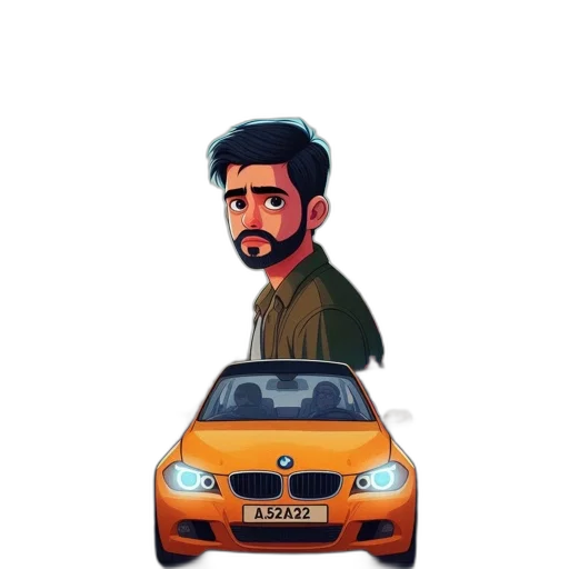 car, face, cartoon, pixel art transparent PNG cut-out