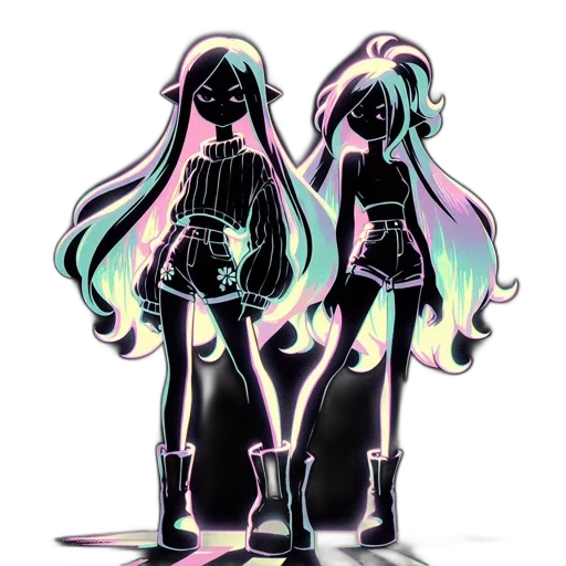 hair, dress, vaporwave, concept art transparent PNG cut-out