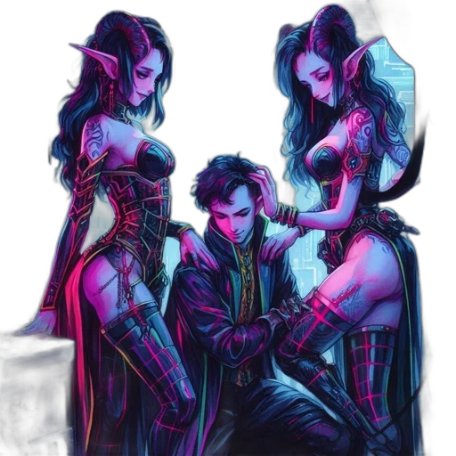 concept art, comic book art, fantasy art, cyberpunk transparent PNG cut-out