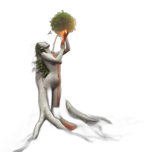 tree, dress, creature, staff transparent PNG cut-out