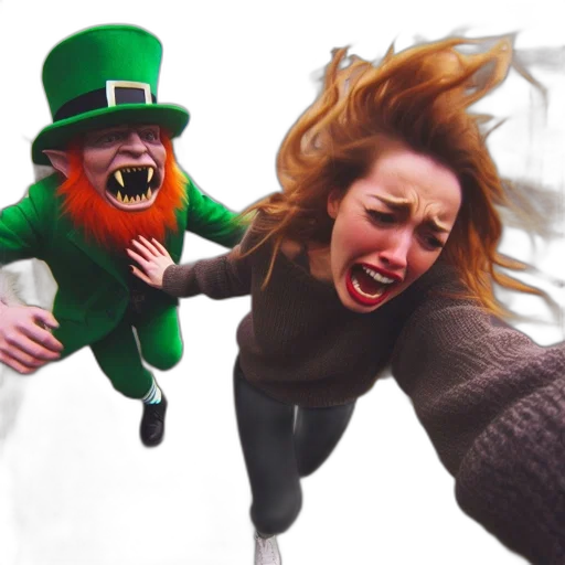 green, leprechaun, pursues, surprised transparent PNG cut-out
