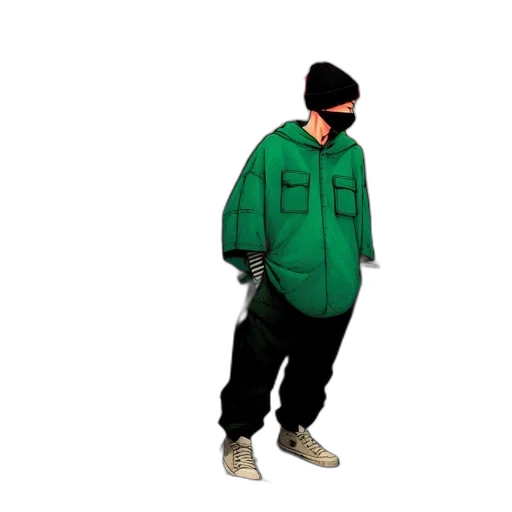 jacket, staff, creature, face transparent PNG cut-out
