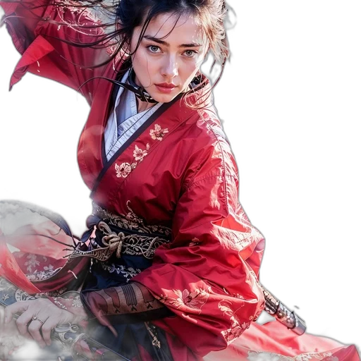 dragon, dress, sword, staff transparent PNG cut-out