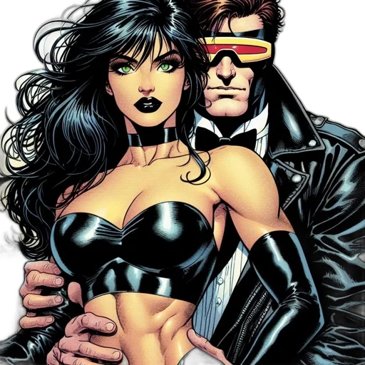 comic book art, concept art, cyberpunk, two transparent PNG cut-out