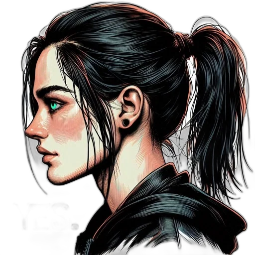 face, jacket, hair, comic book art transparent PNG cut-out