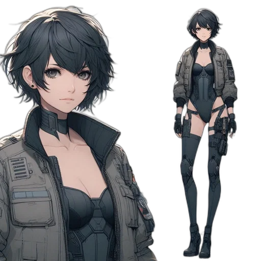 jacket, weapon, concept art, cyberpunk transparent PNG cut-out