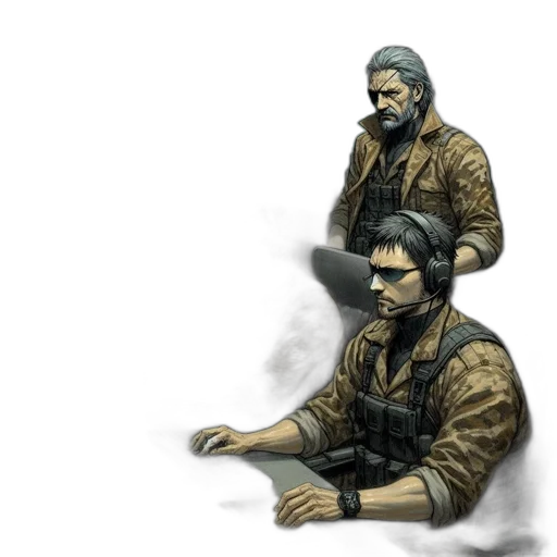 weapon, jacket, staff, face transparent PNG cut-out