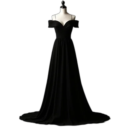 dress, dark, long, black transparent PNG cut-out