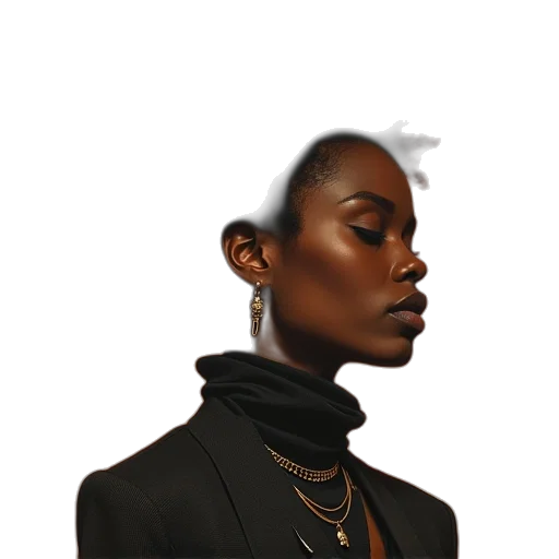 jacket, face, jewelry, crown transparent PNG cut-out