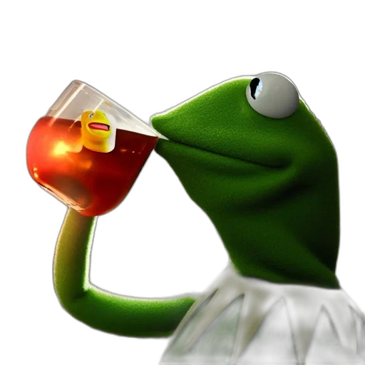 kermit, frog, enjoys, cup transparent PNG cut-out
