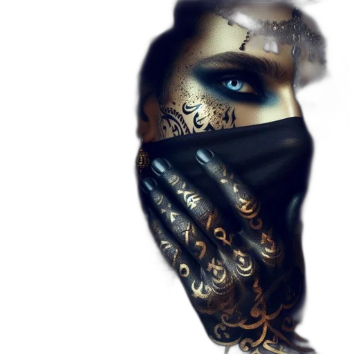 mask, face, jewelry, photorealistic transparent PNG cut-out
