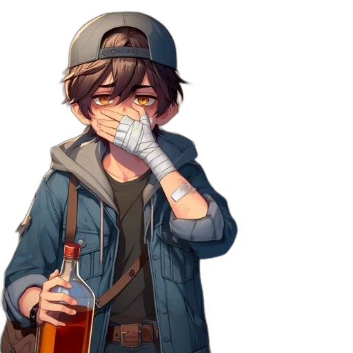 jacket, bottle, hat, mask transparent PNG cut-out