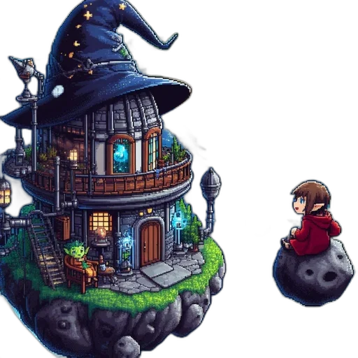 concept art, pixel art, fantasy art, 3d render transparent PNG cut-out