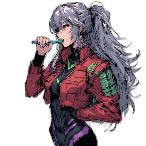 jacket, robot, weapon, hair transparent PNG cut-out
