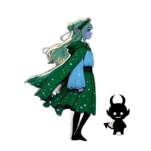 dress, creature, staff, mask transparent PNG cut-out