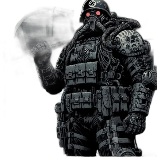 jacket, robot, weapon, mask transparent PNG cut-out