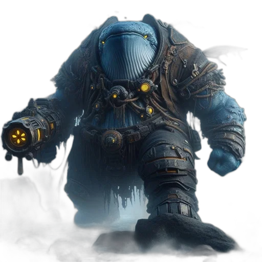 robot, creature, mask, staff transparent PNG cut-out
