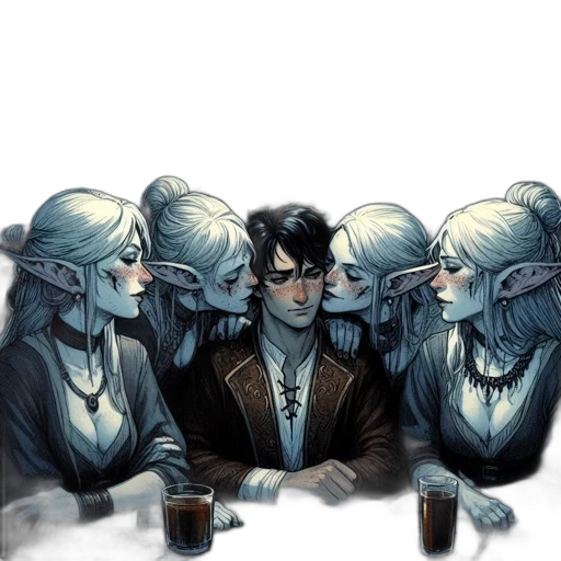 comic book art, concept art, fantasy art, dark-haired transparent PNG cut-out
