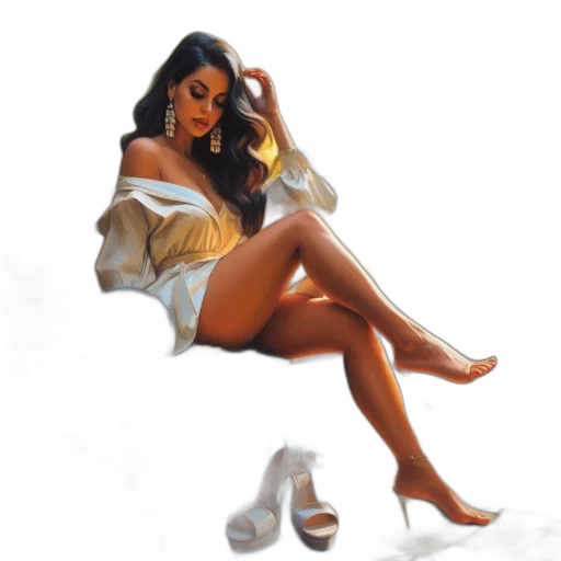 dress, jewelry, shoes, photorealistic transparent PNG cut-out