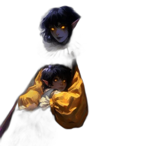 creature, staff, jacket, face transparent PNG cut-out